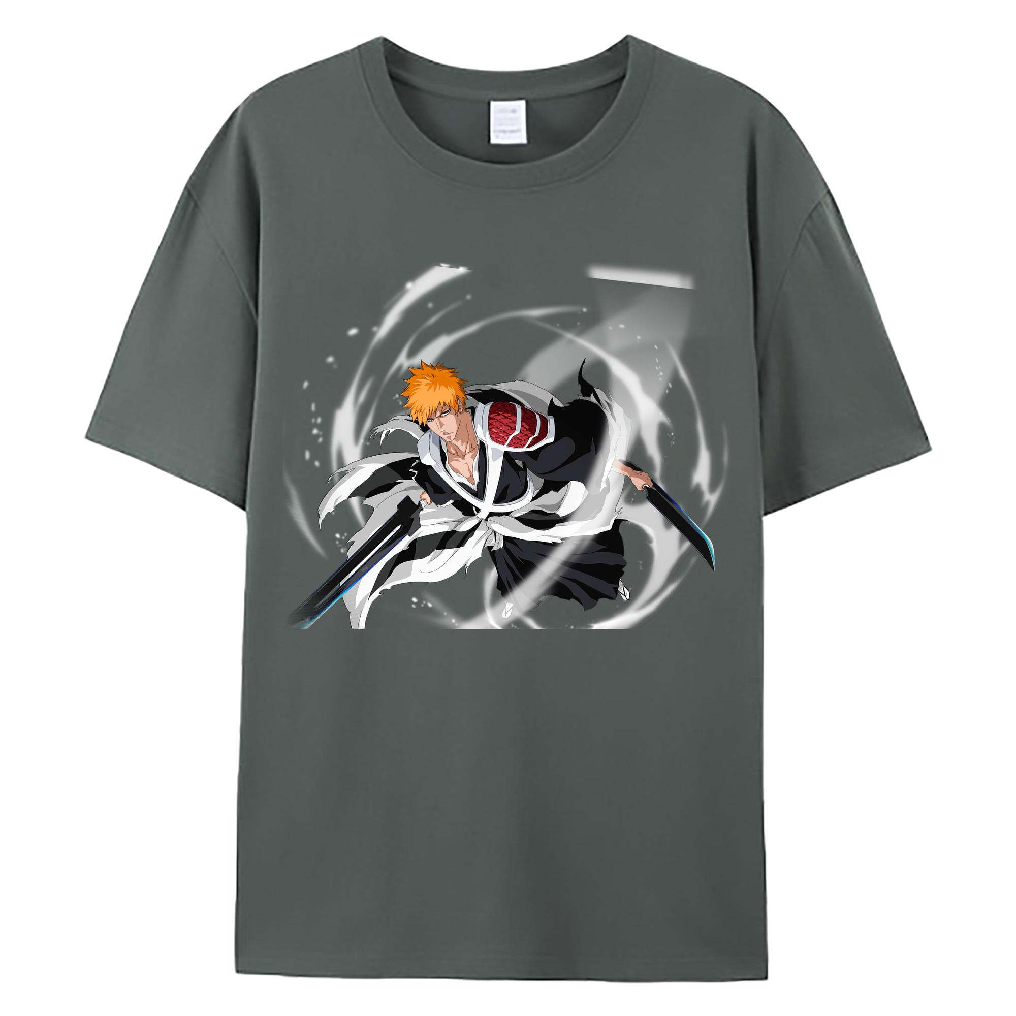 （画像用） ブリーチ 黒崎一護（くろさき いちご）BLEACH Kurosaki Ichigo 綿100％ メンズ半袖Tシャツ｜肌触りやわらか＆通気性